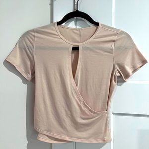 Lululemon Keyhole Wrap Shirt - Size 2 - light pink/peach color